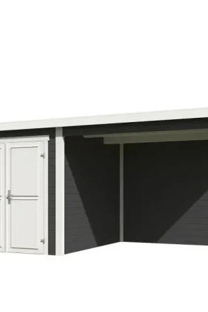 Outdoor Life Blokhut Finn Carbon Grey-Wit 450 x 250 cm Gratis Retour